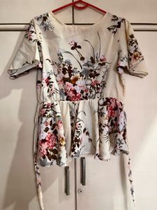 Floral Wrap Peplum Top S size