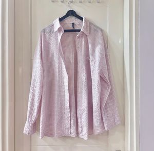 Light Pink Gingham Oversized Shirt