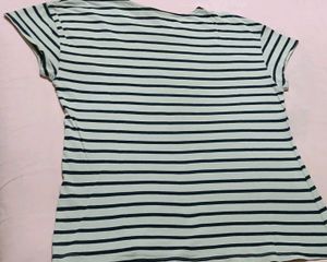 Striped T-Shirt with Lace Detail