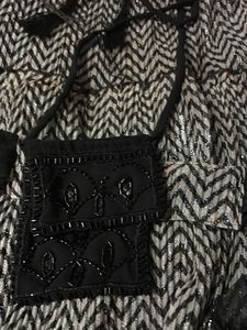 Black Beaded Crop top and lehenga with chunri an