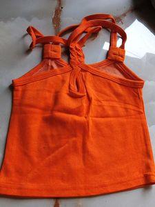 Orange Graphic Print Tank Top