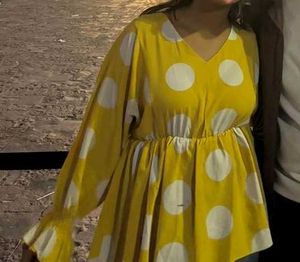 price drop!!! Yellow Polka Dot Blouse