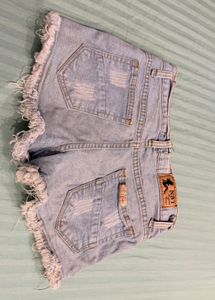 high waist distressed Denim Shorts