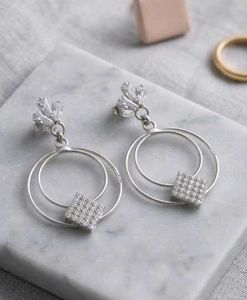 Elegant Silver Hoop Earrings with CZ