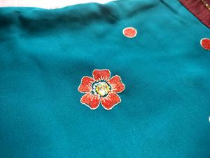 Firozi Saree With Matching Blouse