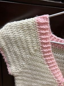 Hand Knitted Crochet Cardigan with Embroidery