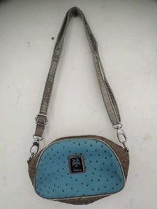 Stylish Blue & Brown Crossbody Bag