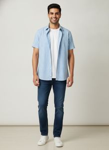 Blue Gingham Short Sleeve Shirt