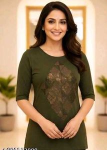 Stylish Olive Green Top with Embellishment