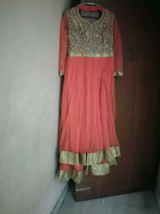Elegant Peach Embroidered Anarkali