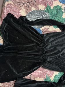 H&amp;M black Velvet Sparkle Playsuit