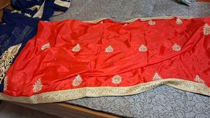 Stunning orange and Navy Blue Saree