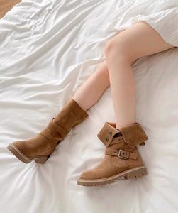 Stylish Suede Buckle Boots