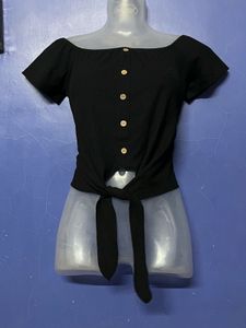SHEIN BRANDED Off-Shoulder Tie-Front Top