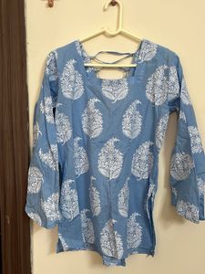 Light Blue Cotton Kurti
