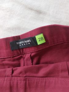 Maroon Cotton A-line Skirt