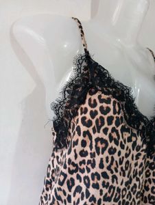 Leopard Print Cami Top with Lace Trim