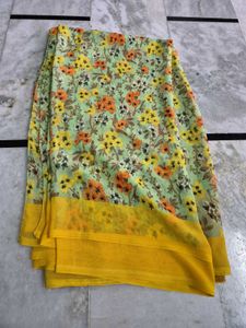 Floral Print Chiffon Saree