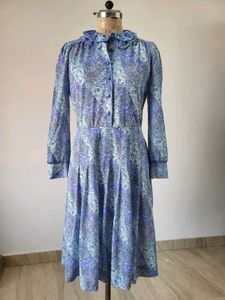 Vintage Paisley Print Midi Dress Length 42 Inches
