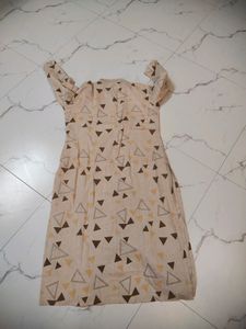 Geometric Print Beige Tunic Dress