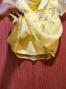 Yellow Floral Smocked Top