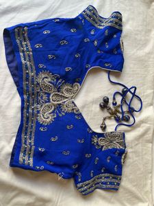 Royal Blue Stone Work Designer Saree