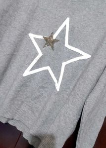 Grey Winter Star V-Neck Top For 46 Bust