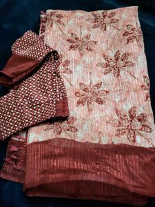Beautiful Floral Saree with Blouse