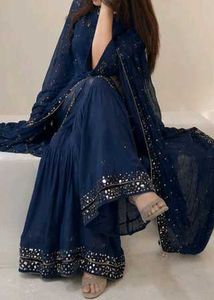 handloom Navy Blue Sharara Set