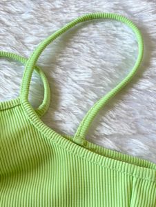 Tokyo Talkies Green Ribbed Crop Top