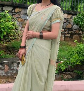 Elegant Pastel Green Saree