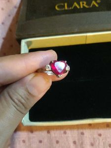 Heart-Shaped Ruby Ring with Diamonds