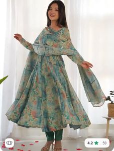 Floral Print Anarkali Kurta Set