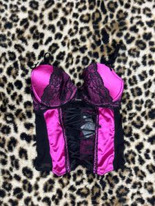 Y2k Hot Pink Lace Corset Bra lingerie