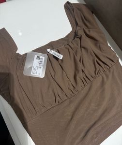 Ruched Square Neck Cropped Top