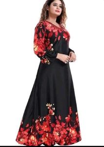 Elegant Black &amp; Red Floral Gown