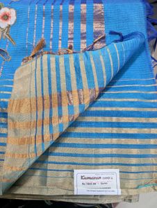 New Beautiful Blue Saree with Bird Print