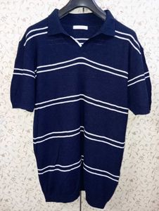LYDIAVINE Men's knitted Striped Polo Shirt