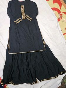 Elegant Black Kurta Set with Gold Embroidery