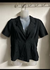 Chic Black Short Sleeve Blazer