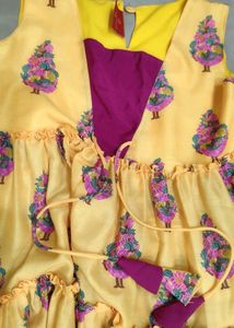 Vibrant Yellow Tiered Ethnic Dress