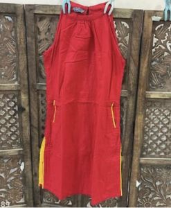 sleeve fabric inside kurtas Red Halter Neck Kurta