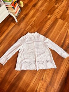 White Embroidered Cotton Blouse