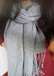 Gray Fringed Scarf