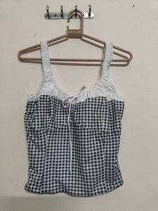 Gingham Print Tie-Front Cami Top