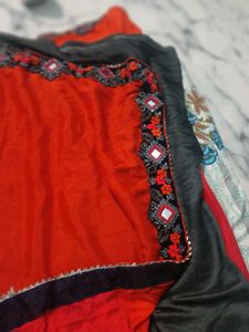 Elegant Red &amp; Black Silk Saree