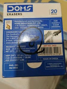 DOMS Erasers - Pack of 20 and 8 neon eraser