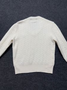 Cream Cable Knit V-Neck Sweater