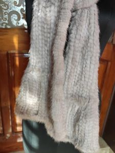 Elegant Grey Real Fur Scarf