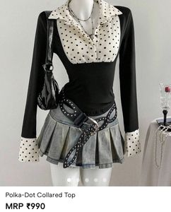 Savana Polka Dot Collared Top